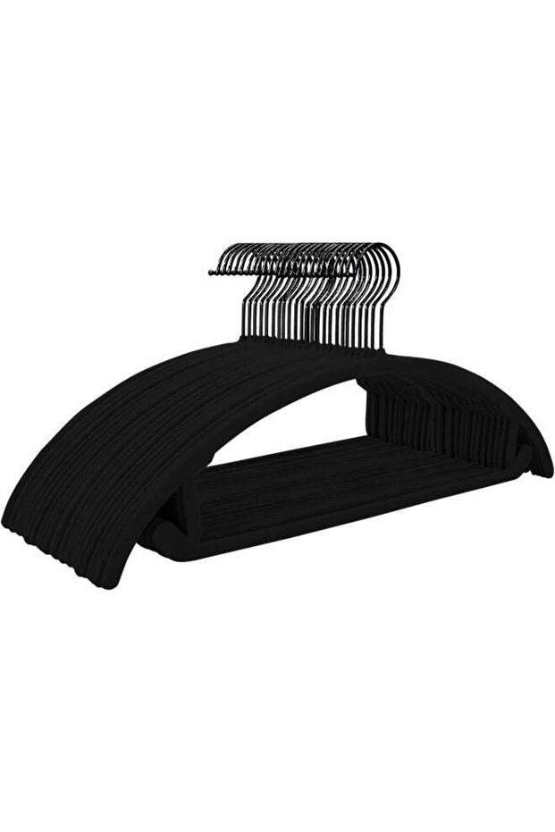 Premium Velvet Hangers (Pack of 50) Heavyduty- Non Slip No Shoulder Bump Suit Hangers - Black Hooks, Space Saving Clothes Hangers, Rounded Hangers for Coat, Sweater, Jackets, Pants (Black/Black), One