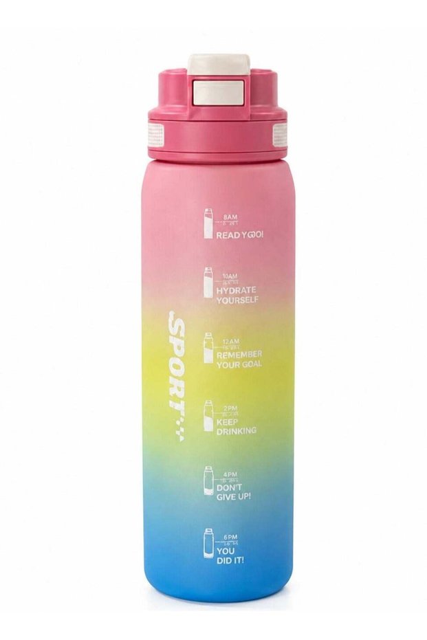 1L Motivational Water Bottle with Time Markers, Straw & Leakproof Lid – BPA-Free