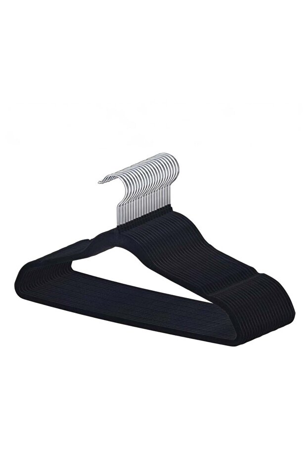 50 Pieces Non-Slip Velvet 360 Degree Swivel Hangers Set Black