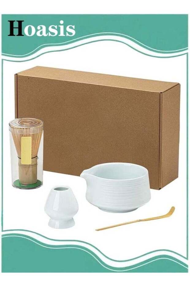 4 Pcs Matcha Tea Set, Matcha Whisk Kit With Ceramic Bowl, Bamboo Whisk, Scoop And Holder, Matcha Tools For Japanese Tea Preparation At Home And Kitchen (White)