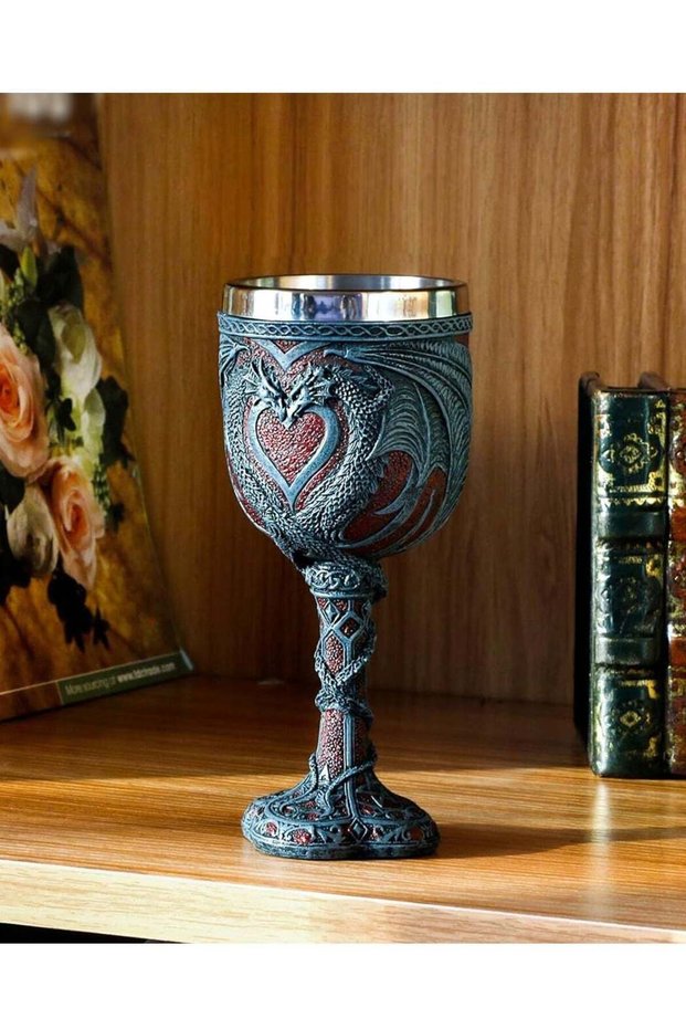 Medieval Dragon w i n e Goblet, Valentines Dragons w i n e Chalice Resin Dragon Cup G o t h i c w i n e Glass Romantic Stainless Steel Drinking Cup Presents, Idea Goods for Game of Thrones 7 oz