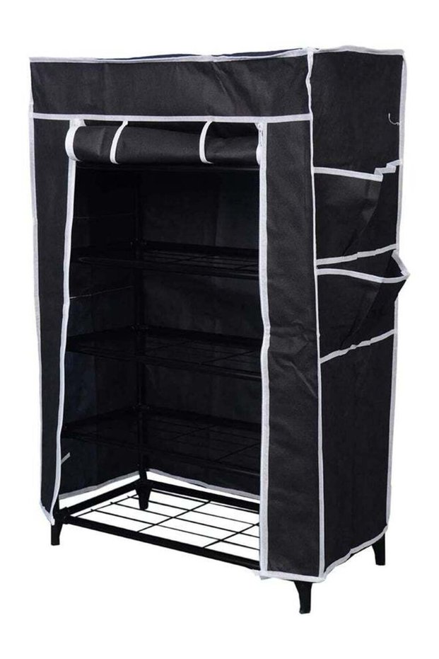 Home Pro 5 Layer Shoe Rack With Mesh, Black