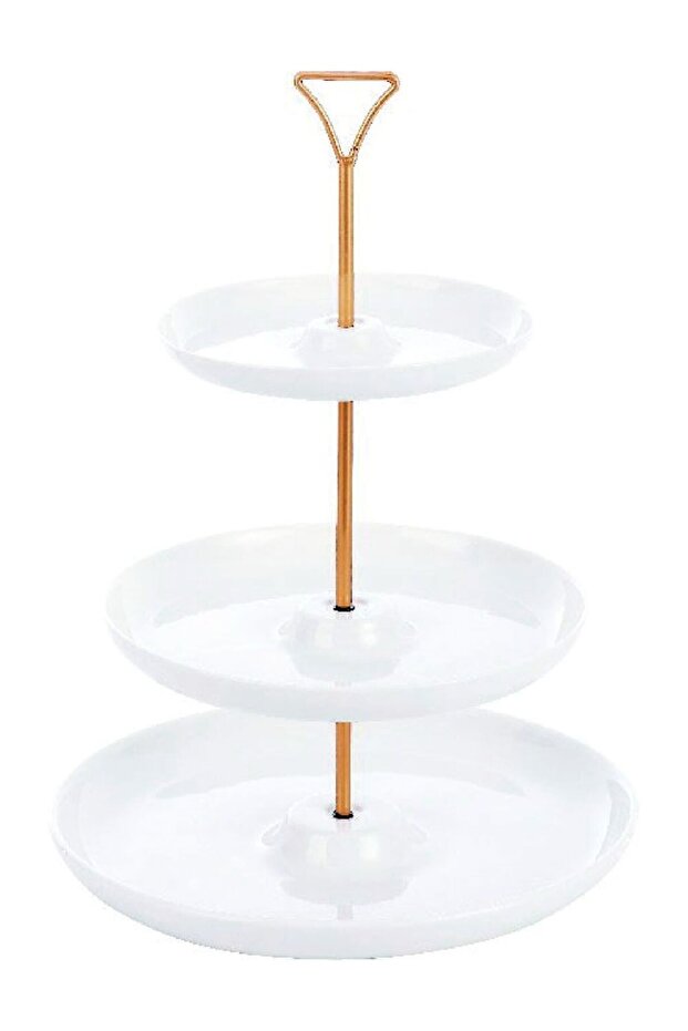3 Tier Round Plate with Gold Stand