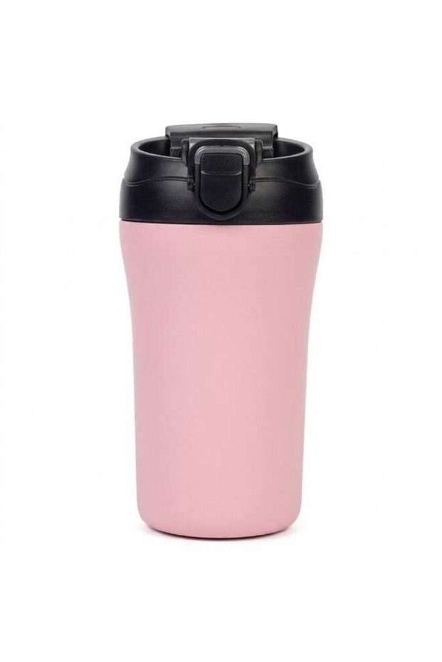 Insulated Coffee Tumbler with Straw, Double-Wall Stainless Steel Travel Mug, Leak-Proof Reusable Cup with Lid for Hot and Iced Drinks - Pink