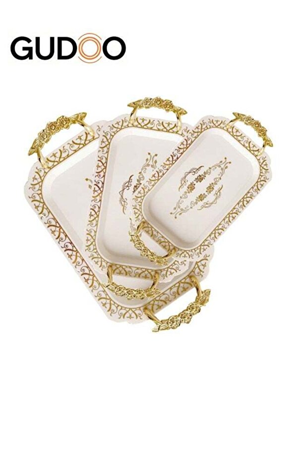 3 Pack Serving Tray with Handles, Serving Trays Stackable Food Tray for Eating Unbreakable Large S