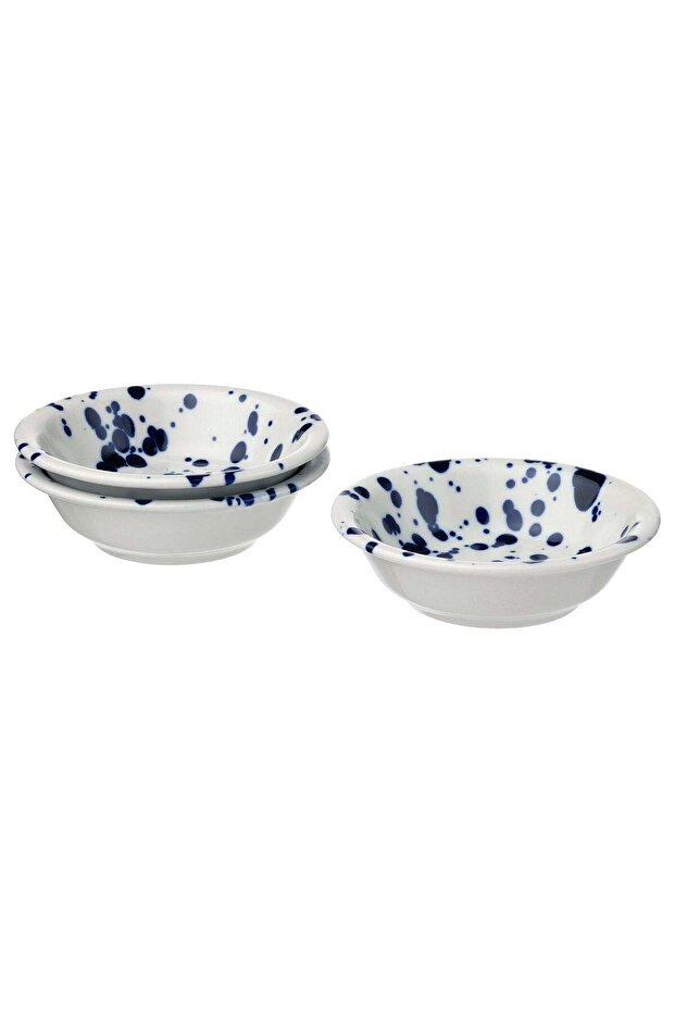 Stoneware Bowls, Blue Splatter Pattern, 11 cm, Set of 3