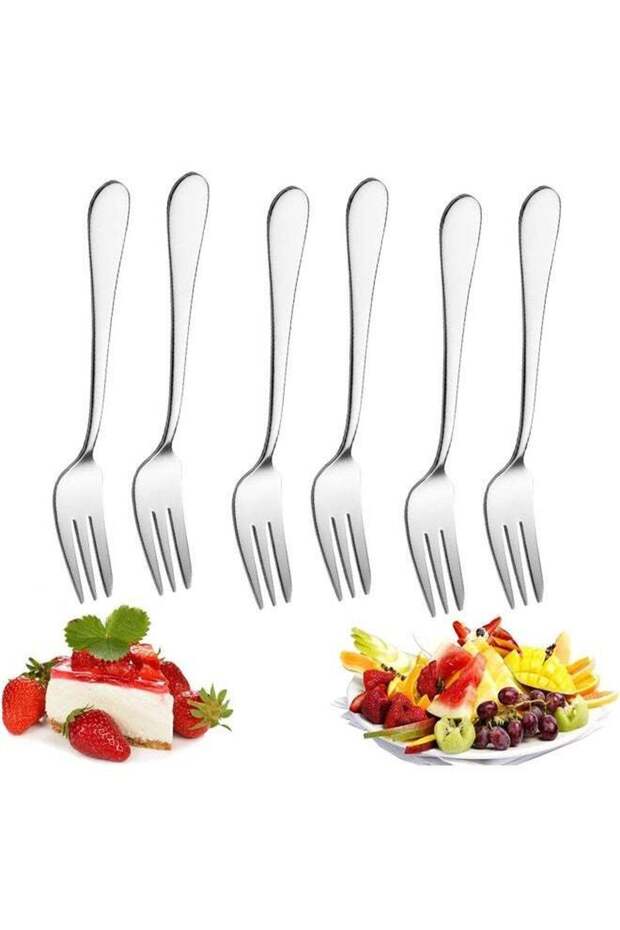 6 Pcs Dessert Forks, 14.3cm Stainless Steel Fruit Forks, Mirror Polished, Cutlery Table Forks Set for Home, Kitchen, Restaurant, 14.3cm Fruit Fork