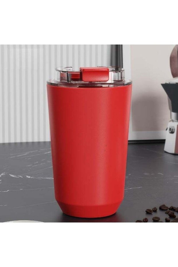 380ML Coffee Thermos,304 Stainless Steel Coffee Mug Insulated Tumbler, Leak Proof Travel Cup with Clear Lid & Wide Mouth, Easy Clean Double Wall Thermal Mug,Travel Portable Car Drinking Cup