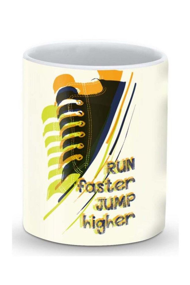 Premium Run Faster, Jump Higher Designer Mug White/Blue/Green