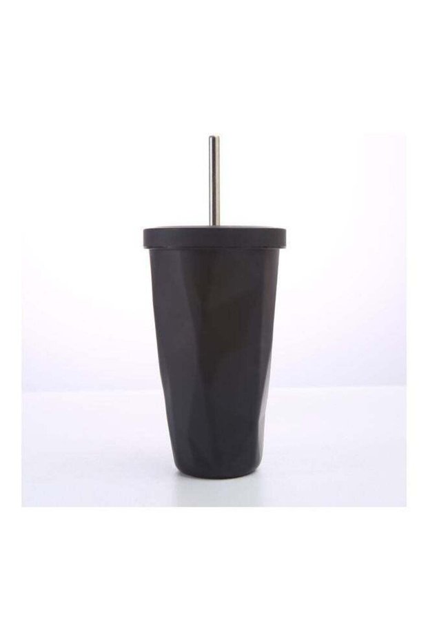 Stainless Steel Insulated Coffee Tumbler Cup with Lid and Straw Black