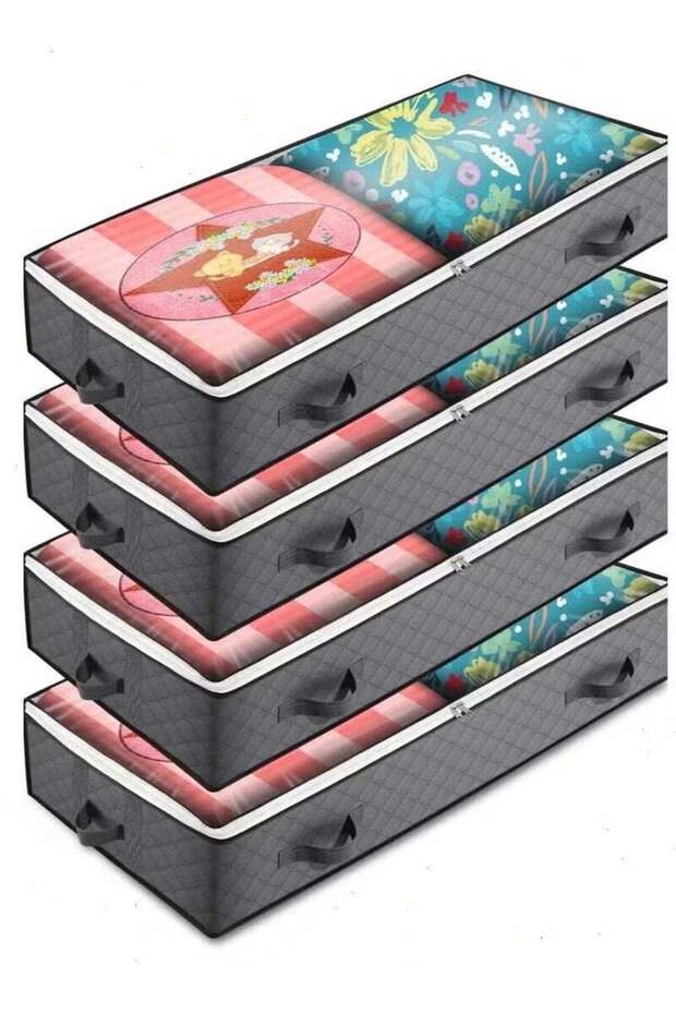 4 Pack Storage Containers Organizers, Clothes Storage Bag Organizer, Reinforced Handle, Foldable, Storage Bins for Home