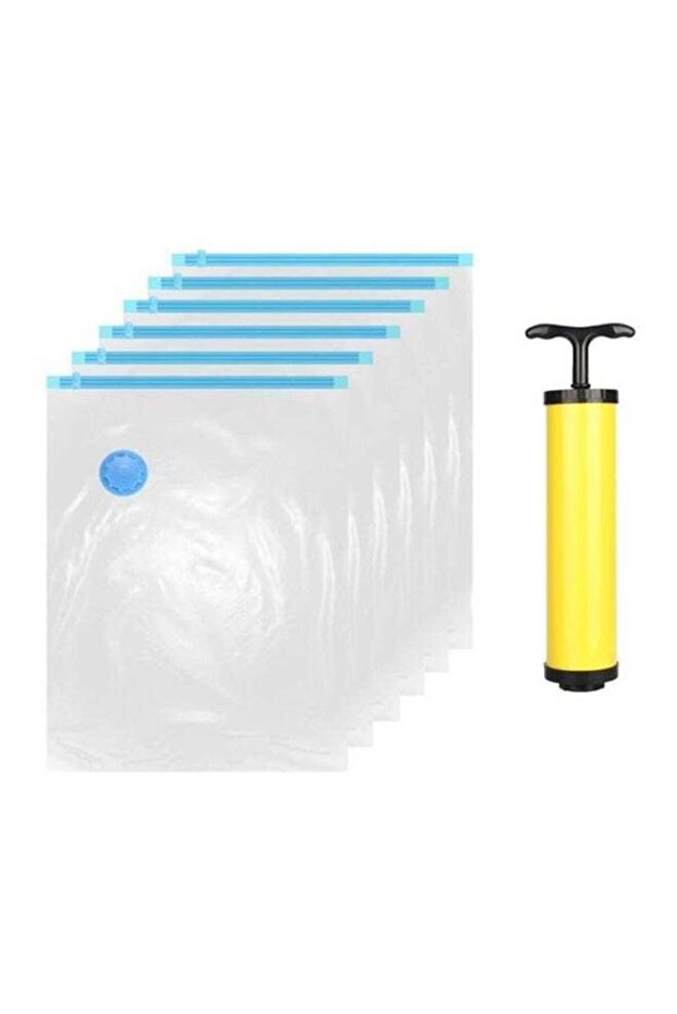 7-Piece Vacuum Storage Bag With Suction Pump Multicolour 60x80cm