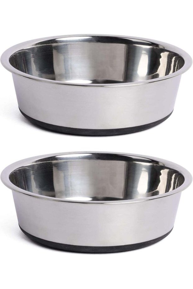 Stainless Steel Dog Bowls, 2 X 900ML Nonslip Silicone Rubber Dog Bowls, Large Dog Food Bowl, Pet Fe