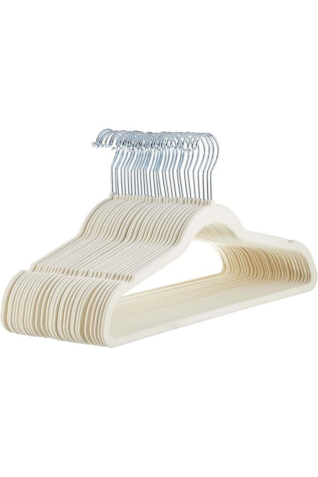 FALAHOM 50 PCS Velvet Baby Clothes Hangers, 11inch Non Slip Toddler Hangers with Swivel Hook, Kids Coat Hangers for Shirts, Pants & Dress