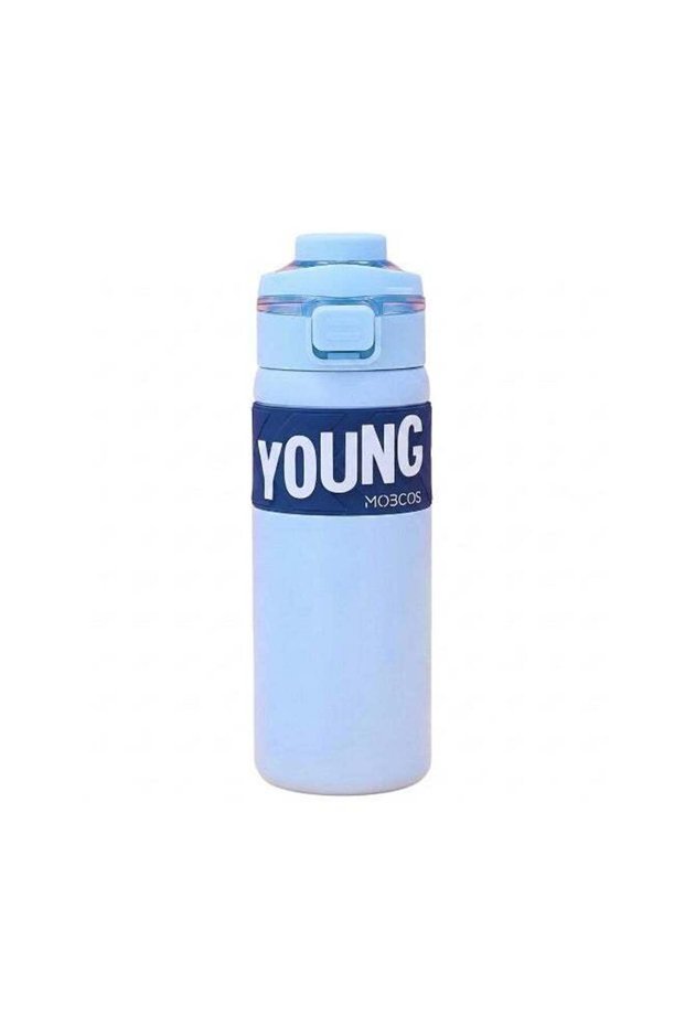 Mobcos 304 Stainless Steel Double Wall Vacuum Insulated Cup with Bounce Lid Straw 650ml Hiking Sports Water Bottle (Blue)
