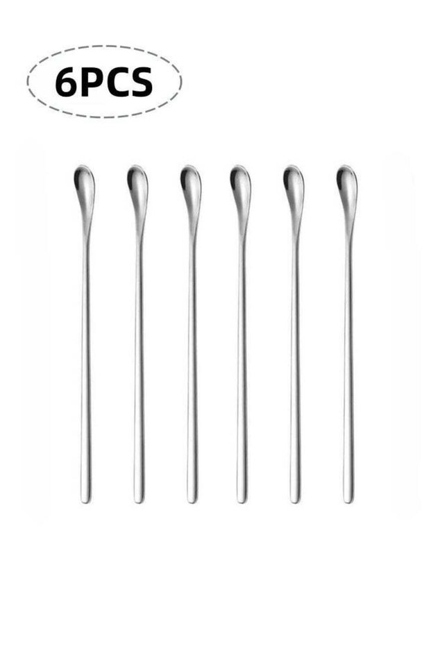 6 Pcs Long Handle Coffee Spoons Stainless Steel Small Tea Spoons Mini Espresso Spoons For Coffee Bar Home Kitchen Office Suitable For Stirring Coffee Tea Espresso Milk