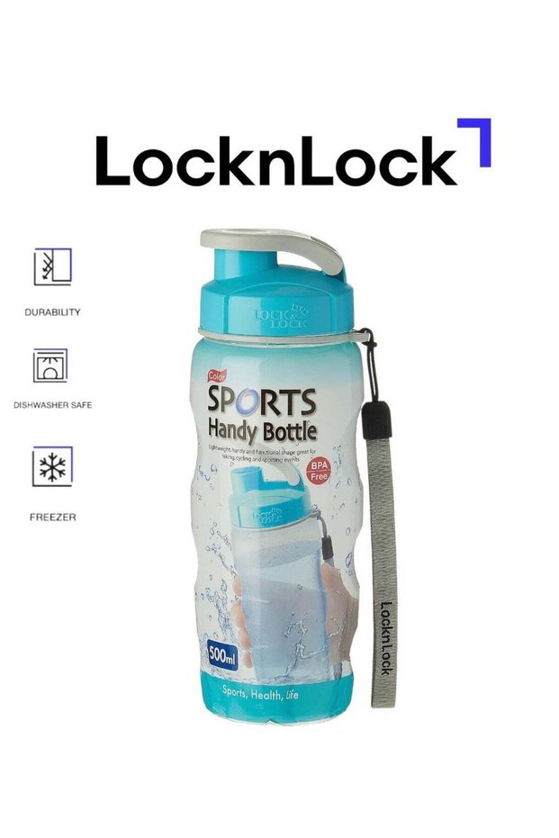LocknLock 500ml Color Sports Handy Bottle - Blue, Collapsible, Lightweight, with Wrist Strap and Quick-Access Top