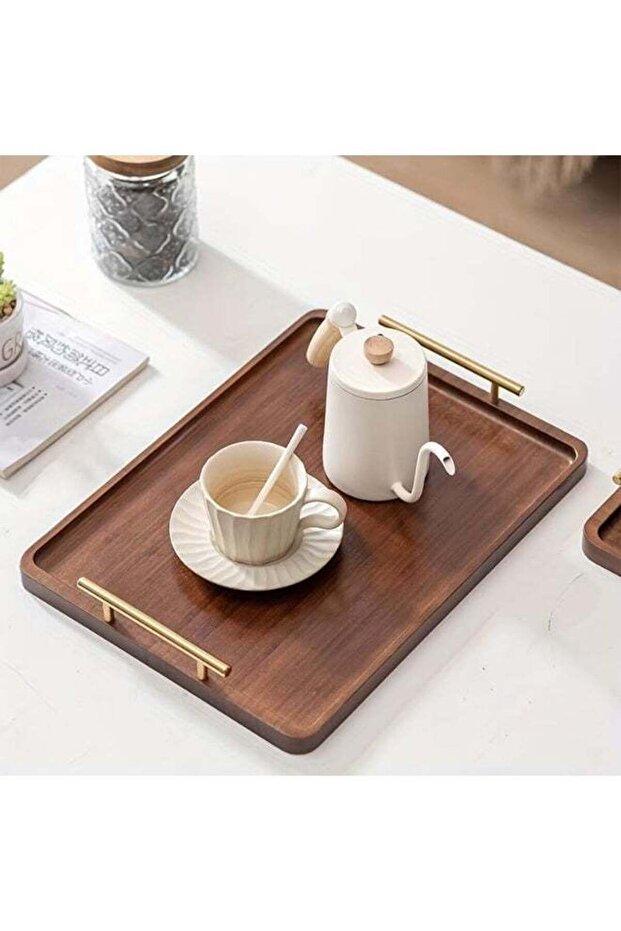 Wooden Tray,Large Bamboo Serving Tray With Handles,Snack Tray,Dessert Tray,Breakfast Dinner Food Tr
