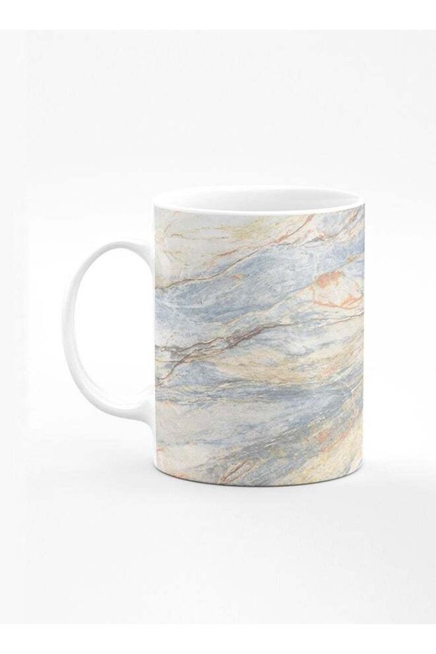 Designer Printed Coffee Mug with Heavy Duty Handle 11oz Ceramic Personalised Gift Mugs Cup [Microwave Safe & Dishwasher Proof] - Marble Print Grey Classic