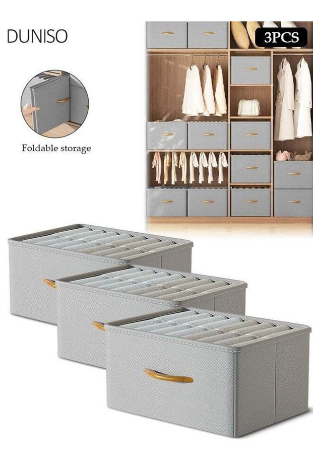 3pcs Wardrobe Clothes Organizer Foldable Closet Storage Organizer for Clothes Jeans Washable Closet Storage Boxes with Carrying Handles Cube Storage Bin for Home Bedroom Office