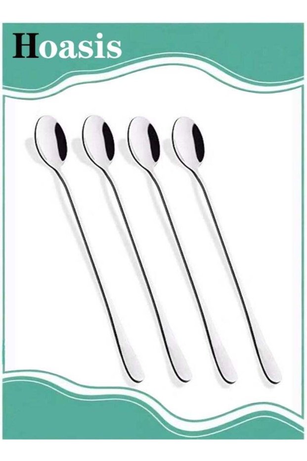 Long Handle Iced Tea Spoon, Coffee Spoon, Ice Cream Spoon, Stainless Steel Stirring Spoons, Set of 4