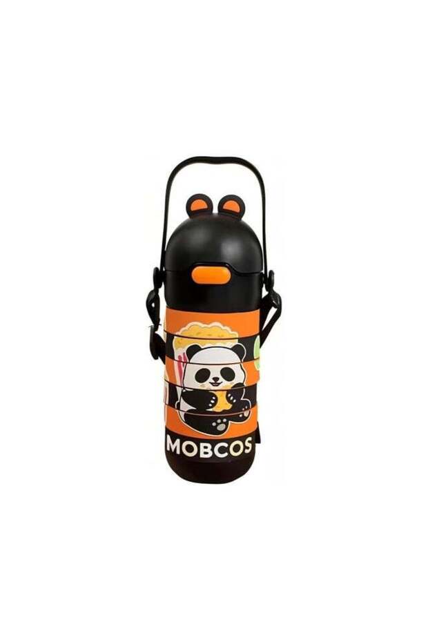 Stainless Steel Kids Puzzle Swirl Water Bottle with Straw & Strap Double Wall Vacuum Insulated Educational, Fun and Learning Water Bottle for Kids, Girls and Boys Leak Proof 430ml (Black)
