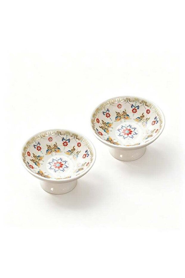 2PCS White Ceramic Date Bowl With Elegant Gold Trim, Sturdy Bowl For Dates Nuts Candy, Dishwasher &