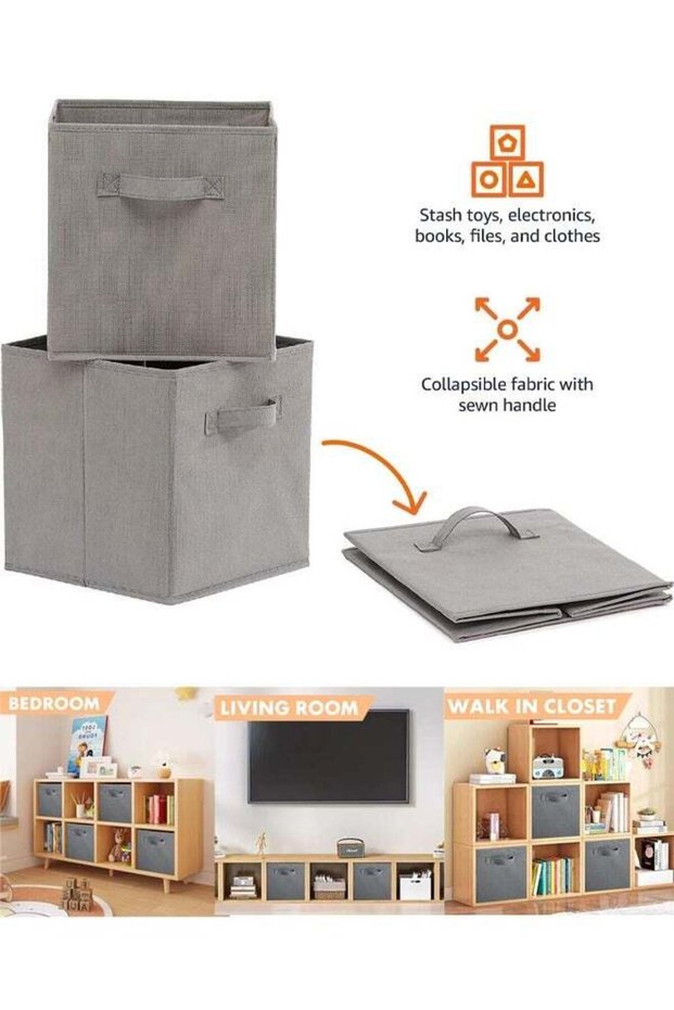 Storage Bins Foldable Fabric Storage Cubes And Cloth Storage Organizer Drawer For Closet And Toys Storage (Grey)