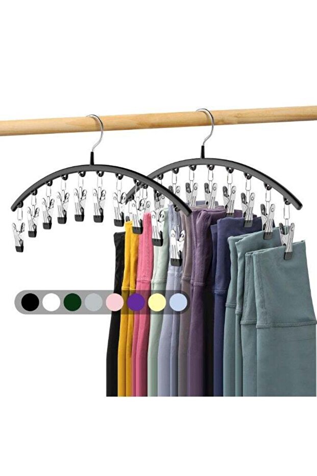 2Pcs Windproof Non-Slip Socks Pants Hanger |Stainless Steel Underwear Leggings Drying Rack | Yoga Pants Hanger Space-Saving Closet Organizer | Dry and Wet Use , Black, 41.5cm