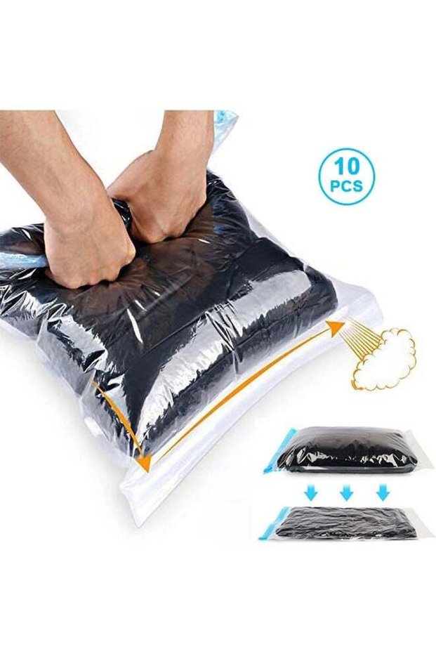 10Pcs Compression Bags for Travel, Travel Essentials, No Vacuum or Pump Needed Space Saver Bags, Vacuum Storage Bags for Travel Accessorie, Travel and Home Packing Organizers (transparent)