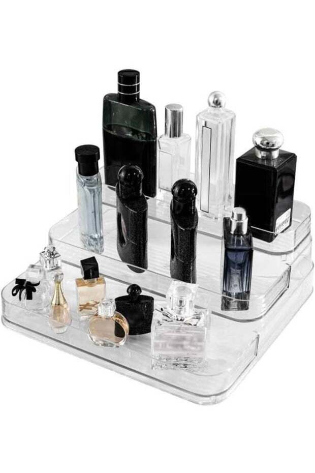 Acrylic Cologne Organizer, 3-Tier Display Stand With Drawer Storage for Men, Dresser Perfume Organizer, Great Gift, Clear