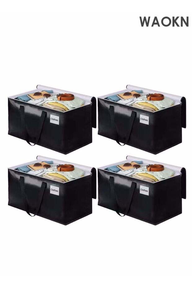 4pcs Large Moving Bags, Waterproof Storage Bags with Zippers, 93L Moisture proof Clothes Shoes Storage Bags, Foldable Travel Luggage Bags Totes, Space Saving and Packing, Closet Organizer