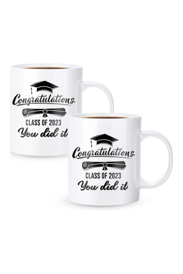 2 Pieces Graduation Appreciation Gift, Graduation Coffee Mug, 11oz Class of 2023 Graduation Cup, Novelty Inspirational Gift for Teacher Students Him Her High School University College Mastering Degre