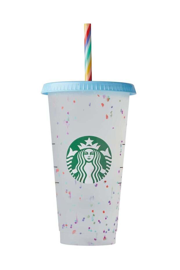 Starbucks Reusable Color Changing Confetti Cold Cup with Straw - 24oz/710ml