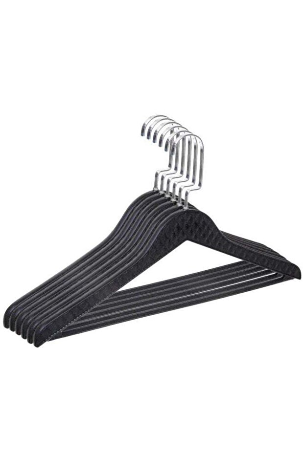 Heavy-Duty Plastic & Steel Hangers, 6 Pack Wardrobe Organiser – Non-Slip Clothes Hangers for Bedroom, Bathroom & Home Rack – Space-Saving Clothes Accessories (Black)