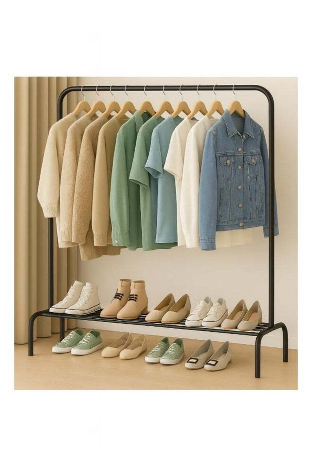 Clothes Organizer And Holder Metal Stand Black 110X40X150cm