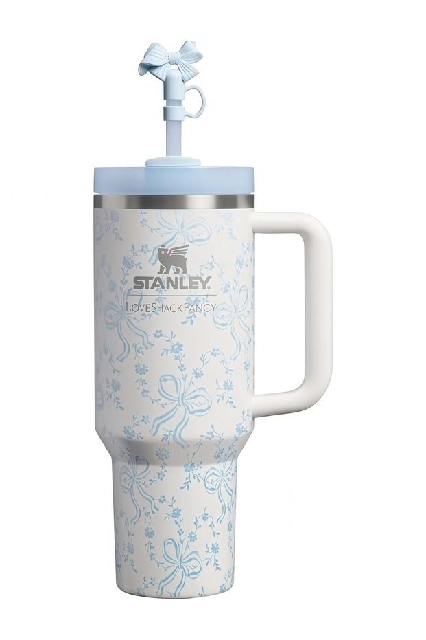 Stanley 1913 x LoveShackFancy Holiday Quencher® H2.0 FlowState™ Tumbler | 40 OZ-Coquette Bow Winter Ice