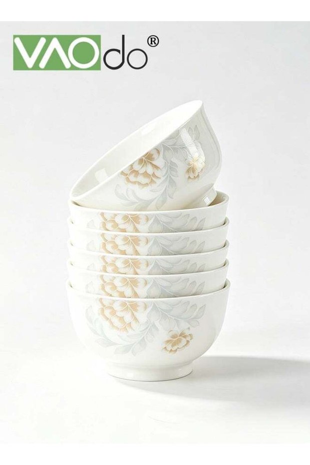 6PCS Stackable Porcelain Bowls, Versatile Bone China Kitchen Serving Bowls Set, Dishwasher & Microw