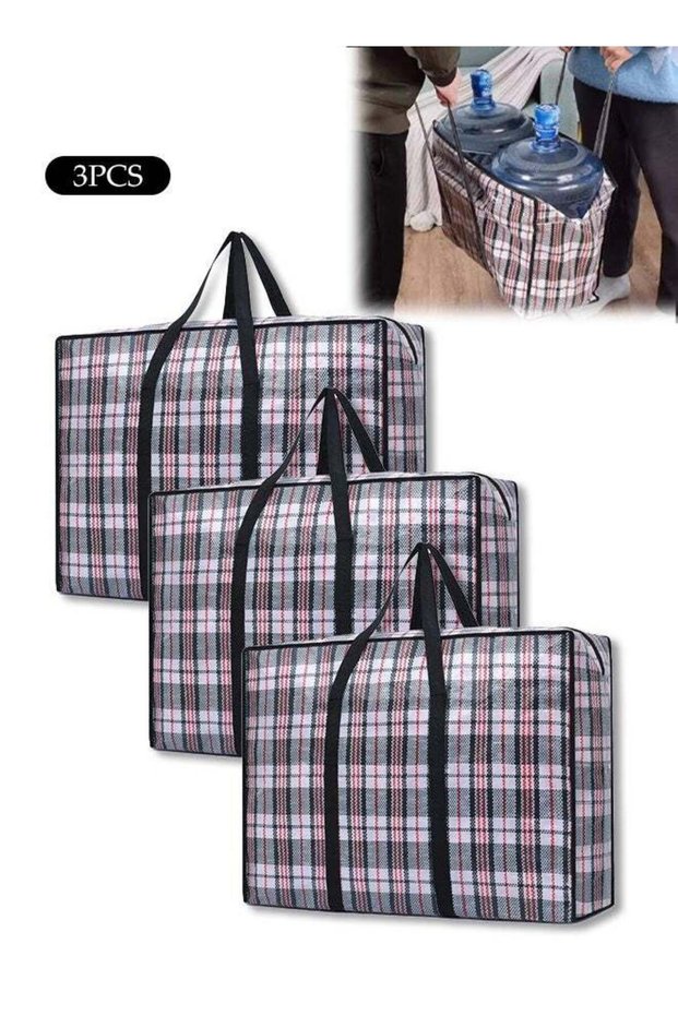 3-Pack Moving Bags, Sturdy And Durable Laundry Storage Bags, Foldable Large Capacity Woven Bags, Reusable, Suitable For Moving, Blankets, Clothes, Groceries, Etc., 78 * 55 * 25 Cm.