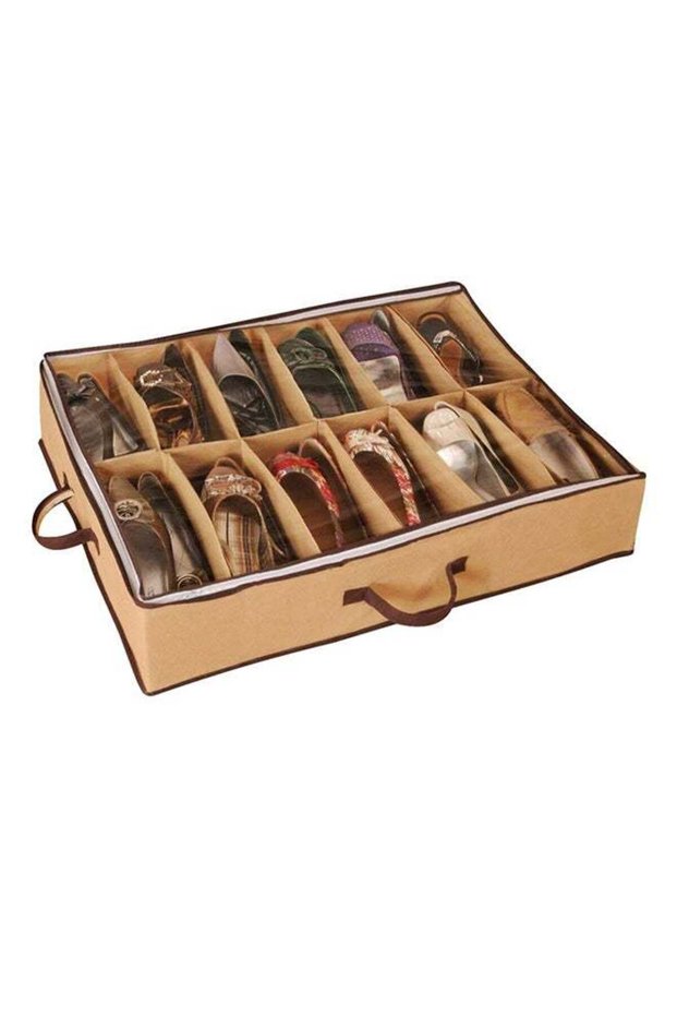 12-Segment Nylon Shoe Organizer Beige