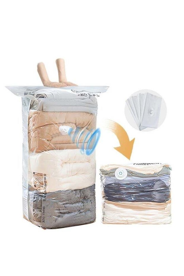 4-Piece Vacuum Storage Bags,No Pump Required,Space Saver Bags,Jumbo Cube bag,Extra Large Vacuum Sealer Bags for Comforters Blankets Bedding Duvet 100x80x32cm