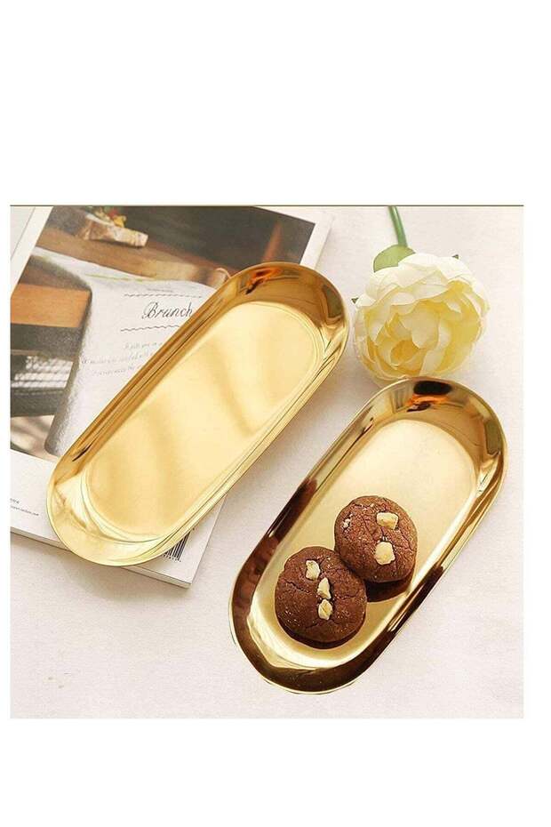 Stainless Steel Gold Oval Towel Bathroom Storage, Tea Fruit Cosmetics Jewelry and Perfume Storage C