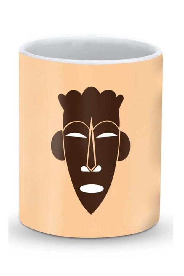 Premium Tribal Mask Designer Mug Beige/Brown