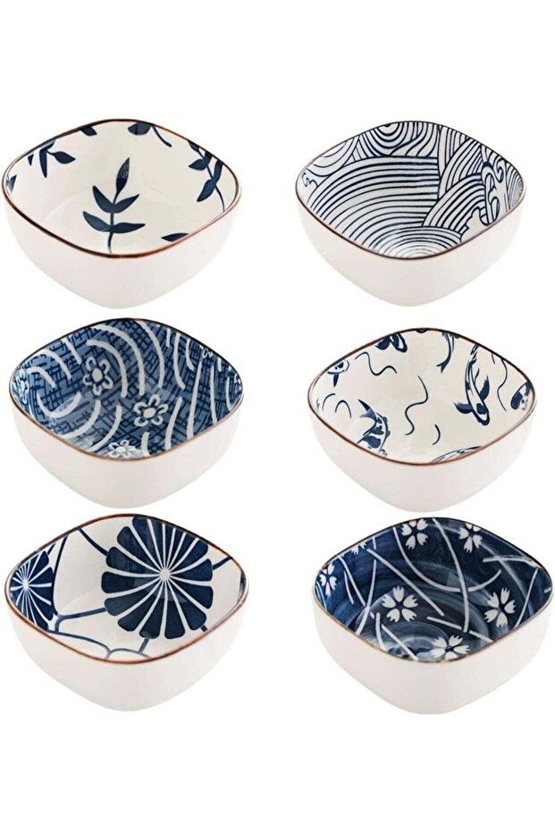 6 Pieces 6 oz Ceramic Dipping Bowls Vintage Japanese Ceramic Sauce Dish Set Party Serving Appetizer