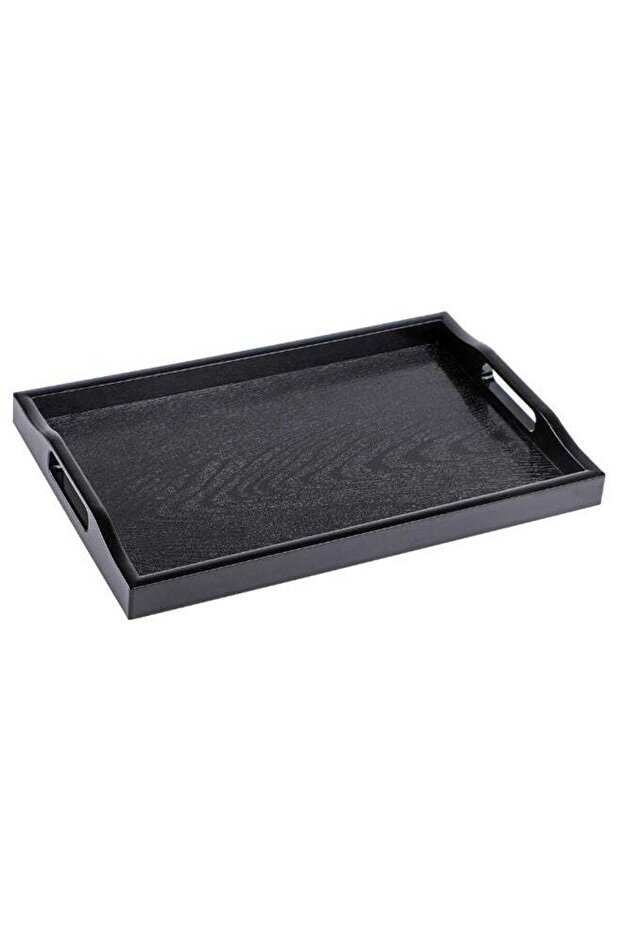 Large Serving Tray, Plastic Ottoman Tray with Cutout Handles, Rectangle Butler Tray for Breakfast i