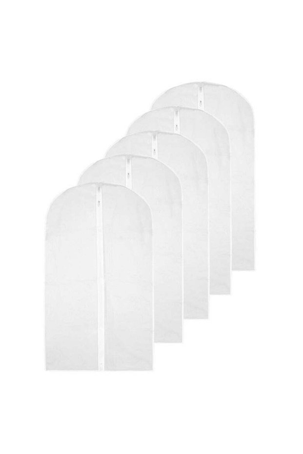 5 Pcs Clear Zipped Clothes Covers Waterproof Dustproof Cover Clothes Storage Bags 60 x 100cm