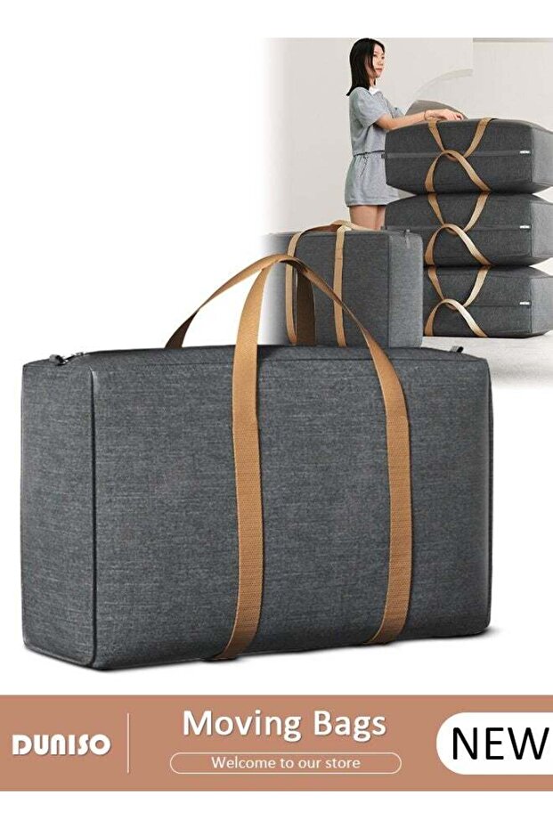 Heavy-Duty Storage Bags With Zippers, Extra Large Durable Clothes Blanket Organizer Totes For Moving, Waterproof Laundry Bags With Reinforced Handles, Space-Saving Foldable Storage Pouch For Home, Tr