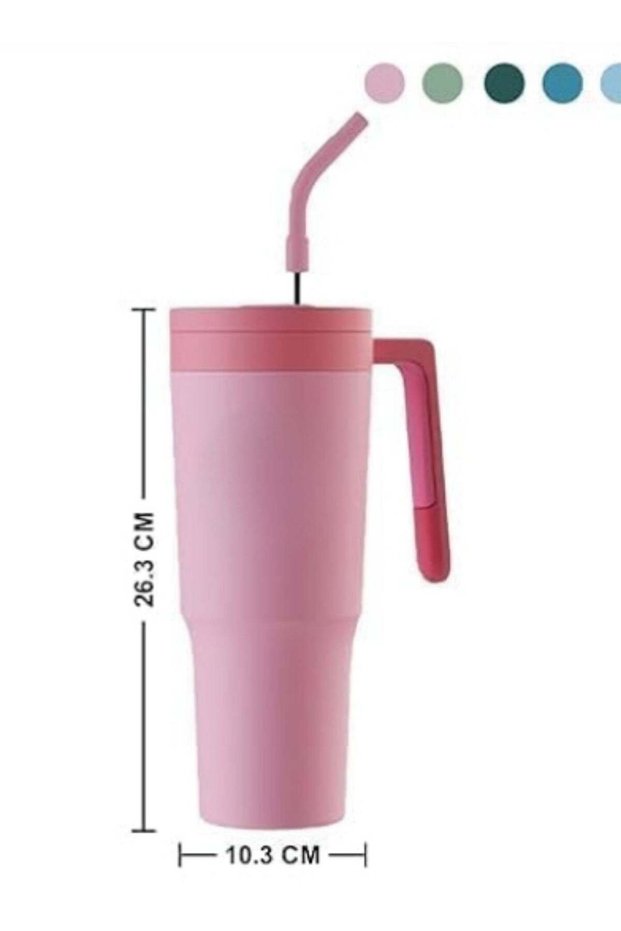 Quencher H2.0 FlowState Stainless Steel Vacuum 1200ml Straw Lid Stainless Steel Insulated Travel Mug Cupholder Friendly Keeps Cold for 24 Hours Pink