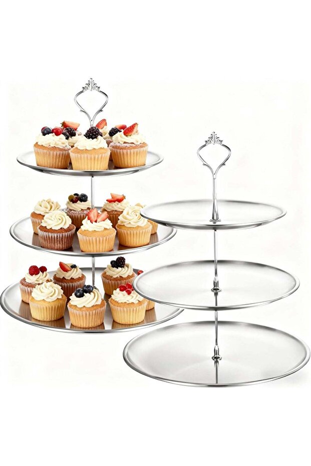 Cupcake Stand, 2pcs 3 Tier Metal Serving Tray, Cake Display Stand Dessert Table Display Set, Cup Ca