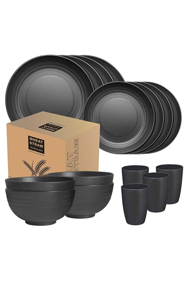 Wheat Straw Dinnerware Sets ,Unbreakable Dinnerware Sets , Dishwasher Microwave Safe Dinnerware ,Ec